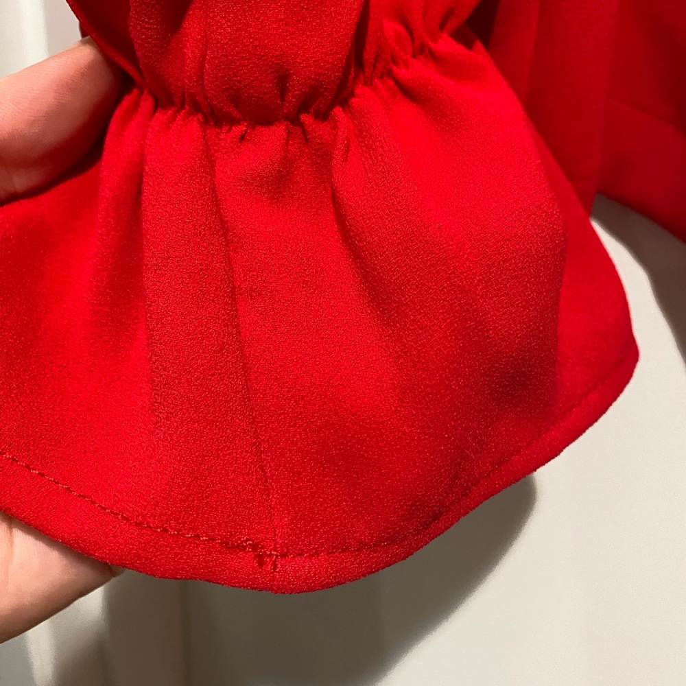 NWT Trina Turk Ayako Coral Red keyhole twist neck blouse XL - Picture 5 of 6